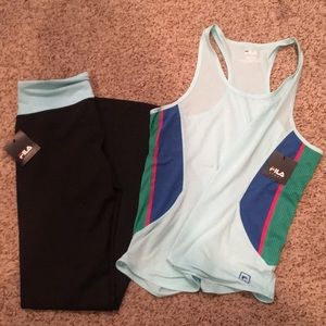 Fila workout set. Boot cut pants with tank
